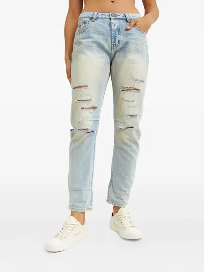 One Teaspoon Distressed Five-pocket Jeans In Blue