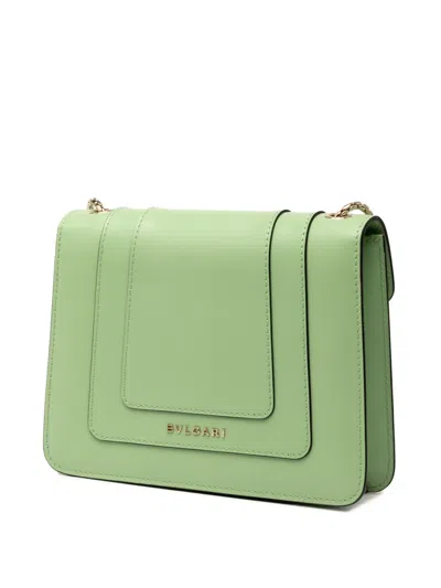 Pre-owned Bvlgari 2010-2025 Small Leather Square Serpenti Forever Chain Crossbody Bag In Green