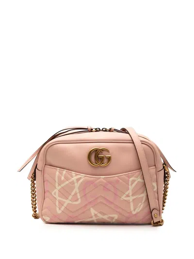 Pre-owned Gucci 2016-2025 Gg Marmont Matelasse Leather  Ghost Crossbody Bag In Pink