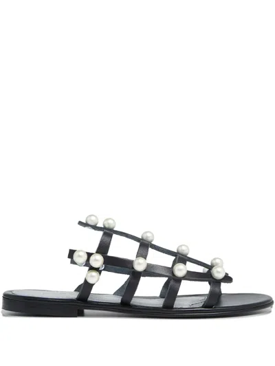 Elina Linardaki Dune Pearl-embellished Sandals In Black