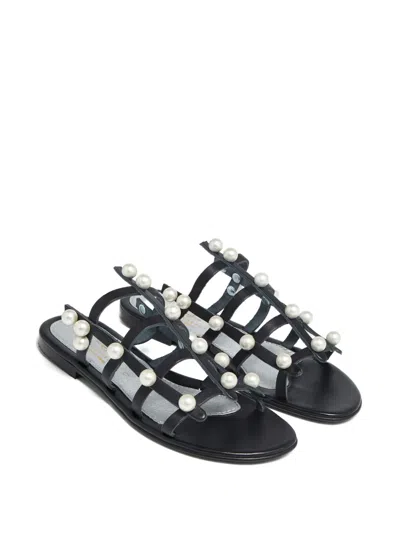 Elina Linardaki Dune Pearl-embellished Sandals In Black