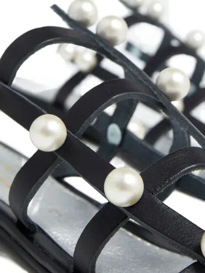 Elina Linardaki Dune Pearl-embellished Sandals In Black