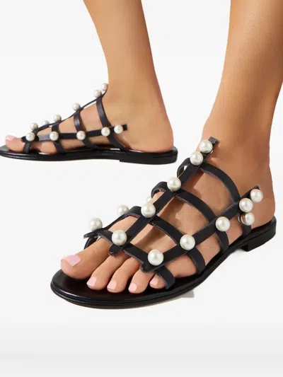 Elina Linardaki Dune Pearl-embellished Sandals In Black