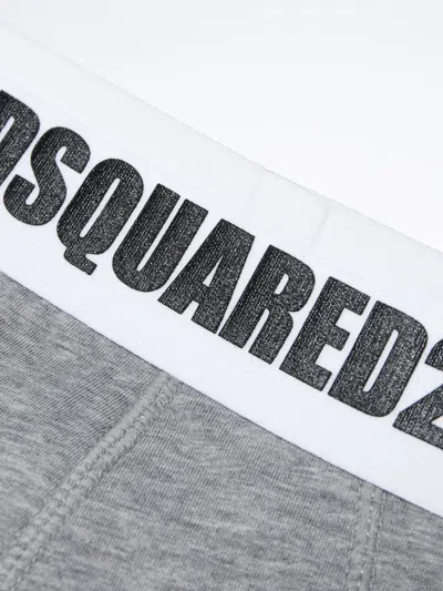 Dsquared2 Elasticated-logo Briefs In Gray