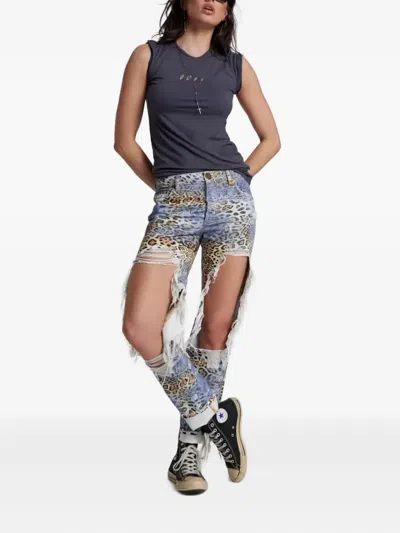 One Teaspoon Lightning-print T-shirt In Blue