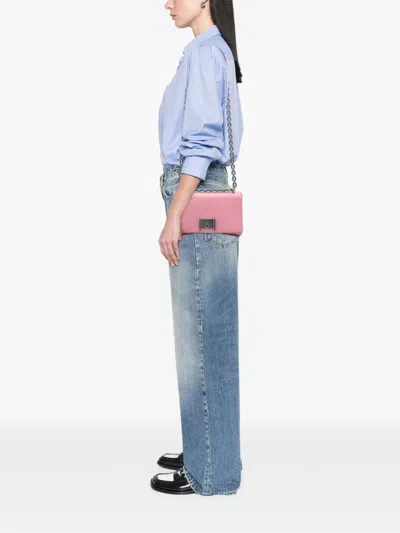 Pre-owned Prada 2013-2025 Saffiano Lux Lock Chain Flap Crossbody Bag In Pink