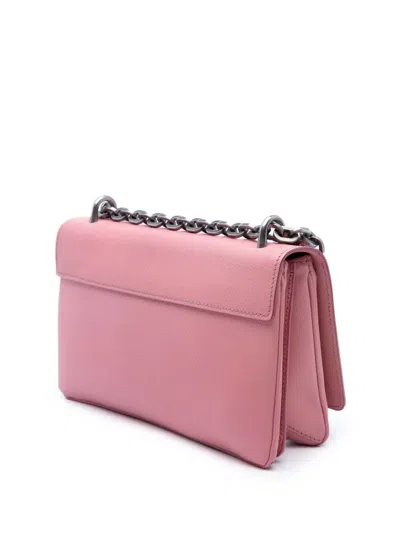 Pre-owned Prada 2013-2025 Saffiano Lux Lock Chain Flap Crossbody Bag In Pink