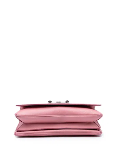 Pre-owned Prada 2013-2025 Saffiano Lux Lock Chain Flap Crossbody Bag In Pink