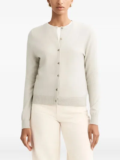 Soft Goat Buttoned Round-neck Cardigan In Neutral