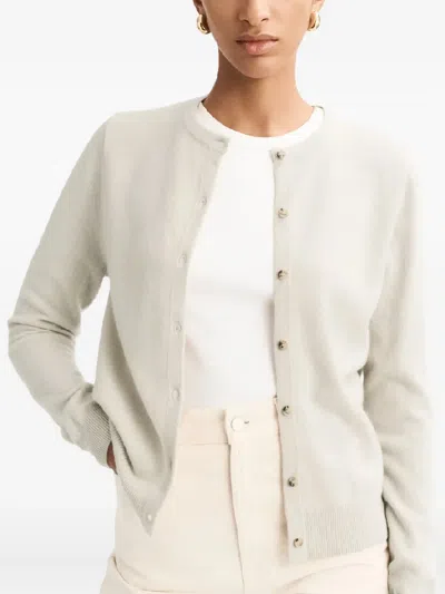 Soft Goat Buttoned Round-neck Cardigan In Neutral