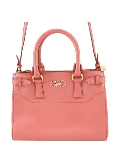 Pre-owned Ferragamo 2010-2025 Small Leather Gancini Beky Satchel In Pink