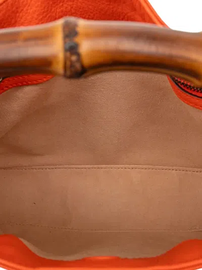 Pre-owned Gucci 2016-2025 Small Leather Bamboo Diana Satchel In Orange