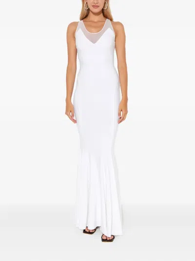 Norma Kamali Mesh-detail Maxi Dress In White