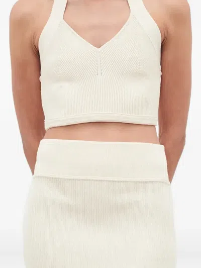Wardrobe.nyc Ribbed Halterneck Top In Neutral