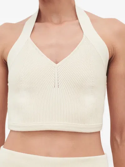 Wardrobe.nyc Ribbed Halterneck Top In Neutral