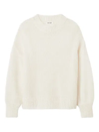 Soft Goat Round-neck Knitted Jumper In Neutral