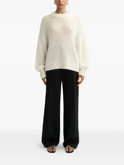 Soft Goat Round-neck Knitted Jumper In Neutral