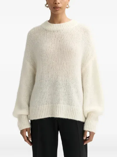 Soft Goat Round-neck Knitted Jumper In Neutral