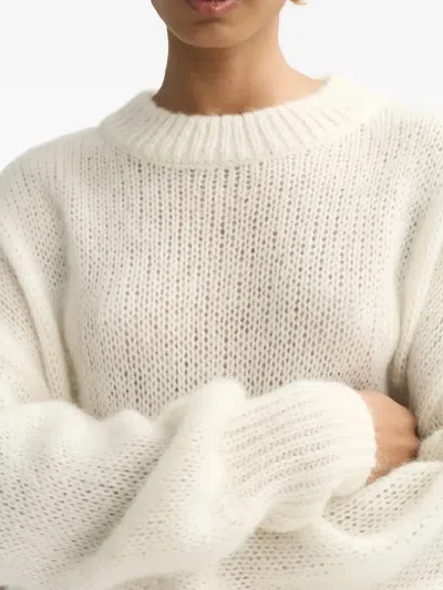 Soft Goat Round-neck Knitted Jumper In Neutral