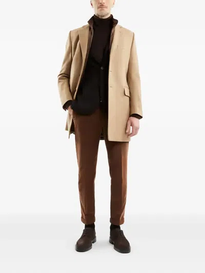 Fay Button-fastening Coat In Neutral