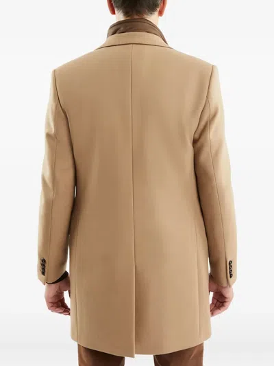 Fay Button-fastening Coat In Neutral