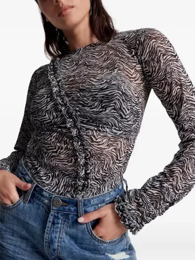 One Teaspoon Zebra-pattern Blouse In Animal Print