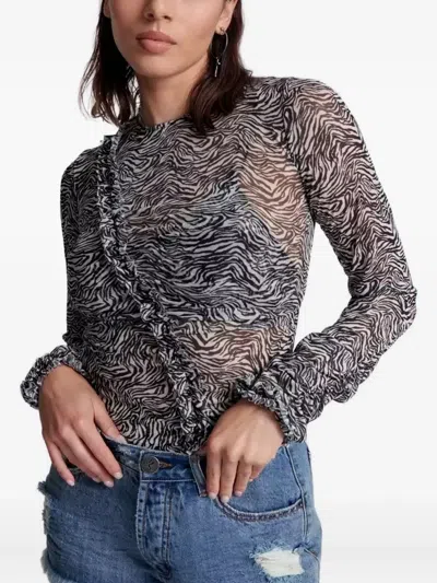 One Teaspoon Zebra-pattern Blouse In Animal Print