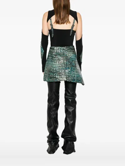 Mitiliane Couture Embossed Corset Croc Effect Top In Black
