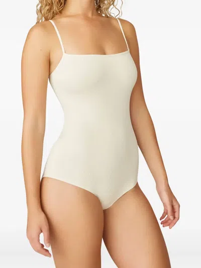 Swedish Stockings Beige Barbro Rib Bodysuit In Ivory