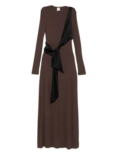 Nanushka Draped Tie-belt Dress In Brown