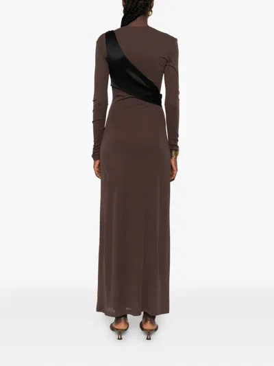 Nanushka Draped Tie-belt Dress In Brown
