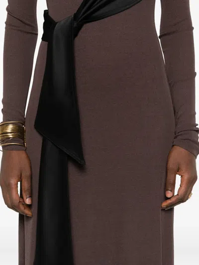 Nanushka Draped Tie-belt Dress In Brown