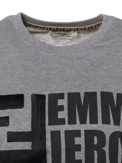 Pre-owned Fendi 2019 Logo-print T-shirt In Gray