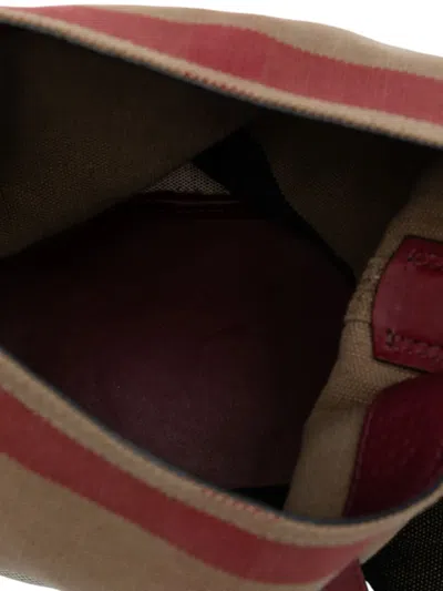 Pre-owned Burberry 2000-2017 Mini Mega Check Canvas Ashby Tassel Bucket Bag In Red