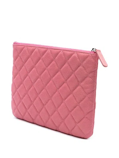 Pre-owned Chanel 2012-2013 Small Quilted Caviar O Case Clutch Bag In Pink
