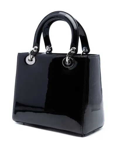 Pre-owned Dior 2015 Medium Patent Lady  Satchel In Black