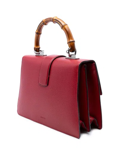 Pre-owned Gucci 2016-2025 Medium Bamboo Dionysus Web Satchel In Red