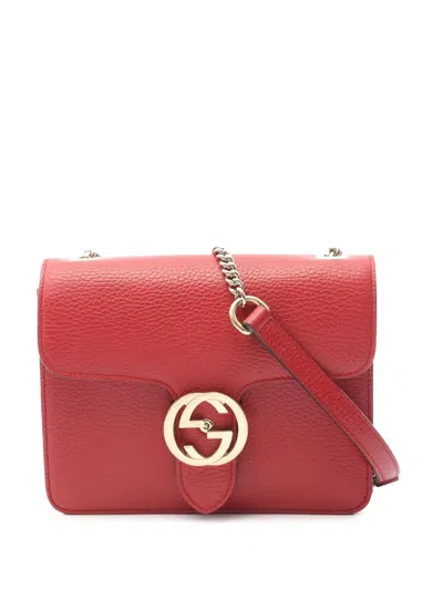 Pre-owned Gucci 2016-2025 Small Dollar Calfskin Interlocking G Crossbody Shoulder Bag In Red