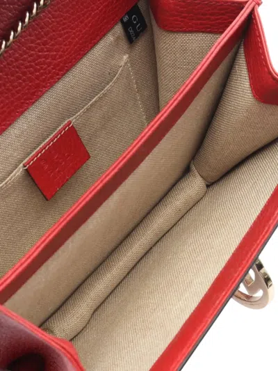 Pre-owned Gucci 2016-2025 Small Dollar Calfskin Interlocking G Crossbody Shoulder Bag In Red