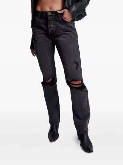One Teaspoon Five-pocket Distressed Jeans In Gray
