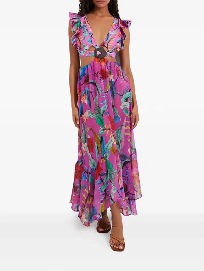 Patbo Zamia Ruffled Floral Maxi Dress In Pink
