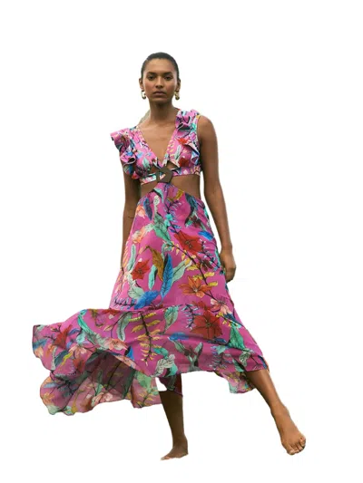 Patbo Zamia Ruffled Floral Maxi Dress In Pink