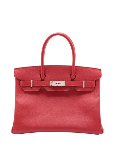 Pre-owned Hermes 2016 Epsom Birkin Retourne 30 Handbag In Red