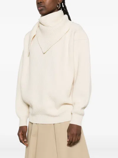 Nanushka Turtleneck Foldback-detail Sweater In Neutral