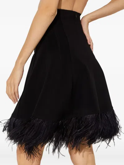 Norma Kamali Feather-trim Skirt In Black