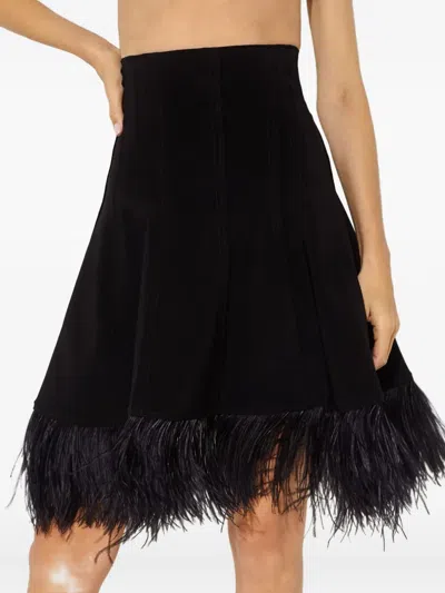 Norma Kamali Feather-trim Skirt In Black