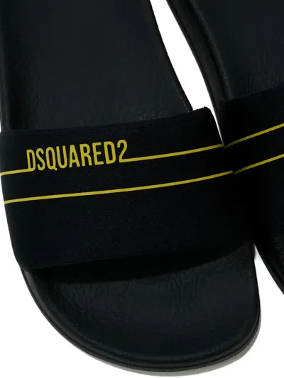 Dsquared2 Logo-strap Flip Flops In Black