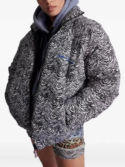 One Teaspoon Pattern High-neck Puffer Jacket In Black