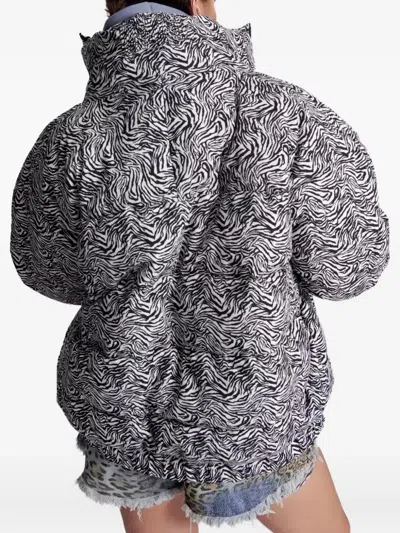 One Teaspoon Pattern High-neck Puffer Jacket In Black