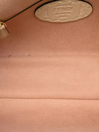 Pre-owned Fendi 2010-2025 Medium Shearling Selleria Baguette Satchel In Brown